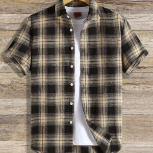 Homme Men Plaid Print Shirt Without Tee